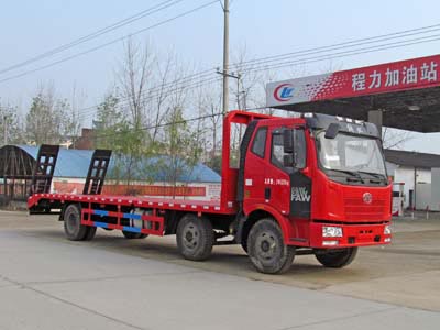 拉20-29吨解放小三轴平板运输车