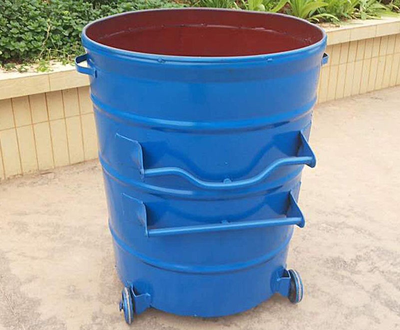 240L铁垃圾桶，蓝色圆型铁桶