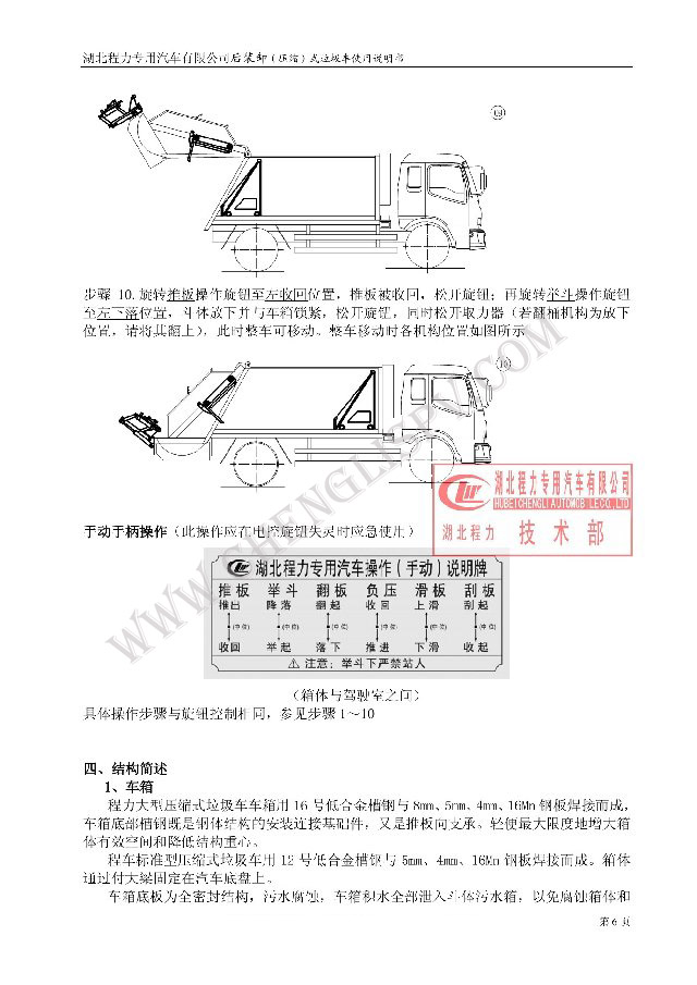 后装（压缩式）垃圾车使用说明书