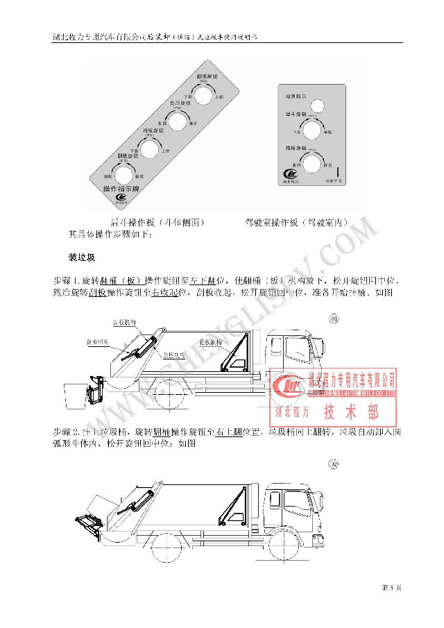 后装（压缩式）垃圾车使用说明书